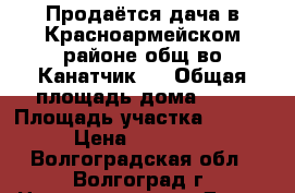 Продаётся дача в Красноармейском районе общ-во Канатчик-2 › Общая площадь дома ­ 22 › Площадь участка ­ 5 500 › Цена ­ 250 000 - Волгоградская обл., Волгоград г. Недвижимость » Дома, коттеджи, дачи продажа   . Волгоградская обл.,Волгоград г.